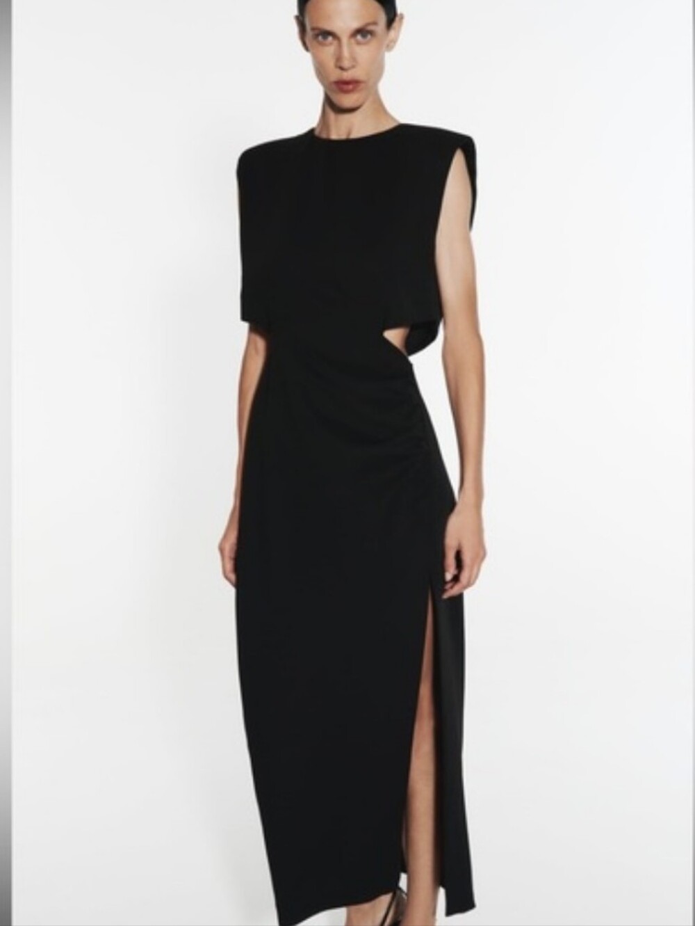 Zara Black Midi Dress with Side Cutout